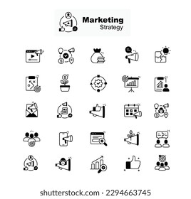 Business Strategy und Marketing Vector Icon Set mit handgezeichnet Touch.