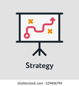 Business Strategy Minimal Color Flat Line Stroke Icon Pictogram Symbol Illustration