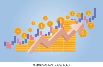 Estrategia de negocio sobre fondo azul.Ilustración de diseño de vectores.
