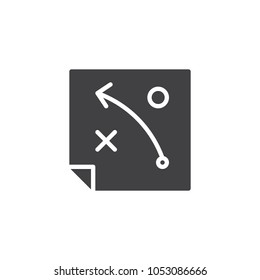 Business strategy paper document vector icon. filled flat sign for mobile concept and web design. Football strategy simple solid icon. Symbol, logo illustration. Pixel perfect vector graphics
