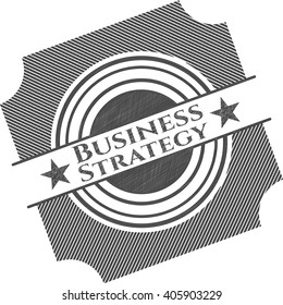 Business Strategy pencil strokes emblem