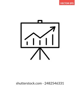 Business strategy plan board line icon, simple financial presentation illustration flat design pictogram vector for app ads web banner button ui ux interface elements isolated on white background