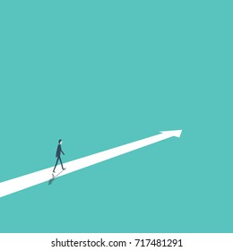 Business strategy, plan, decision, direction vector concept with businessman walking forward to success and growth. Eps10 vector illustration.