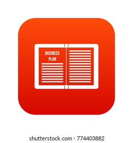 Business strategy plan icon digital red for any design isolated on white vector illustration