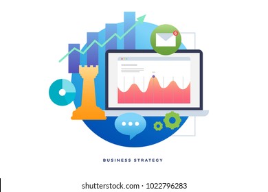 Business strategy, planning analyzing project, financial report. Colorful icon for infographics, presentation, UI/UX, website, mobile application and printed materials. Vector illustration flat style.