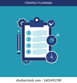 business Strategy Planning Elements with blue color