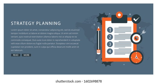 business Strategy Planning Elements with gray background