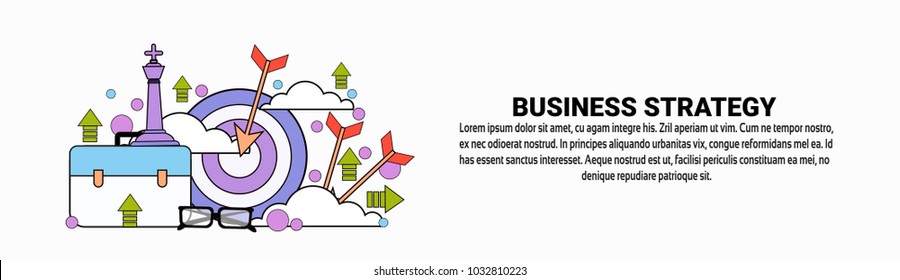 Business Strategy Planning Horizontal Banner With Copy Space Flat Vector Illustration