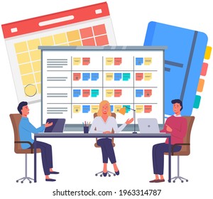 Business Strategy Planning, Project Management. Tasks Planing Concept. Business Working Process, Time Management And Teamwork. Start Up Plan Process. Data Analysis And Analytic. Kaizen Philosophy