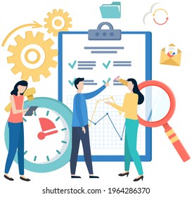 Business Strategy Planning, Project Management. Tasks Planing Concept. Business Working Process, Time Management And Teamwork. Start Up Plan Process. Data Analysis And Analytic. Kaizen Philosophy