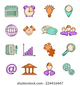 Business strategy planning teamwork collaboration sketch line icons set isolated vector illustration