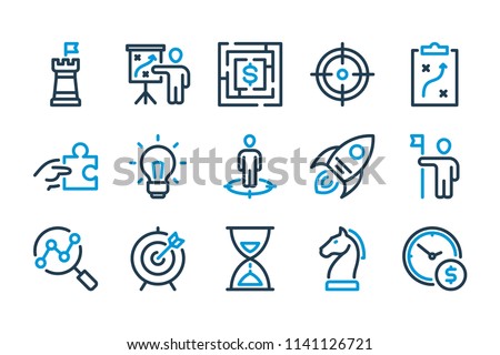 Business and strategy related line icon set. Vector linear icon set