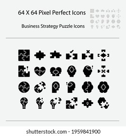 Business strategy related puzzle vector line icons.Business Solid Icons. Editable Stroke. 68x68 Pixel Perfect.
