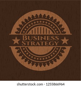 Business Strategy retro wooden emblem