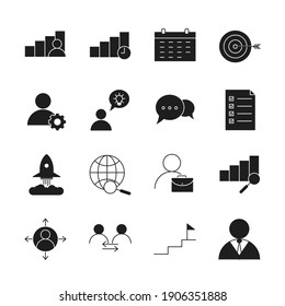 business strategy set icon, isolated business strategy set sign icon, vector illustration