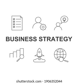 business strategy set icon, isolated business strategy set sign icon, vector illustration