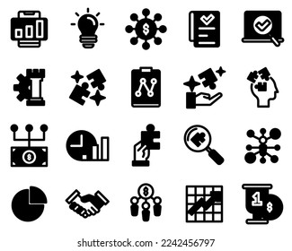 Business Strategy einfachen Set-Icon. 20 feste Symbole.