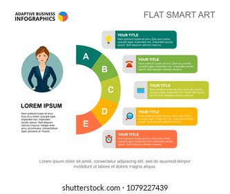 Business strategy slide template. Chart, design. Creative concept for infographic, report. Can be used for topics like leadership, enterprise, tasks