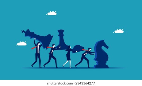 Geschäftsstrategie-Team arbeitet. Geschäftsteam schachschickt 
