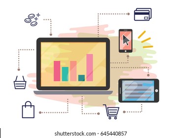 business strategy technology omni-channel platform illustration vector background