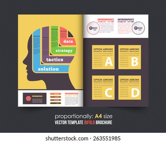 Business Strategy Theme Bi-Fold Brochure Design. Leaflet or Cover Design