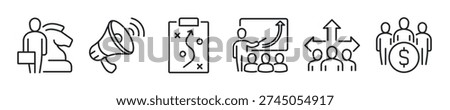 Business strategy thin line icon set. Web minimal icons