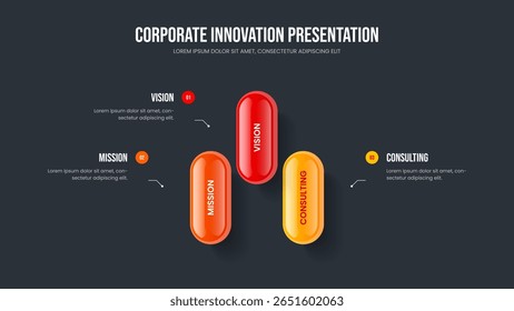 Business Strategy Three Step Infographic Frame Design. Company Performance Slideshow Layout Vector Illustration. Financial Proposal 3 Option Diagram Slide Template.