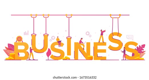 Programas de formación en estrategia empresarial, trabajadores de oficina. Hombre joven con un portátil.Cartel en el sitio web de ilustración de vectores. Concepto de desarrollo empresarial.