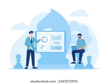 Ilustración plana del concepto de estrategia de negocio