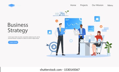 Business Strategy Vector Illustration Concept , Suitable for web landing page, ui, mobile app, editorial design, flyer, banner, and other related occasion