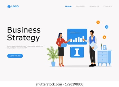 Business Strategy Vector Illustration Concept , Suitable for web landing page, ui, mobile app, editorial design, flyer, banner, and other related occasion