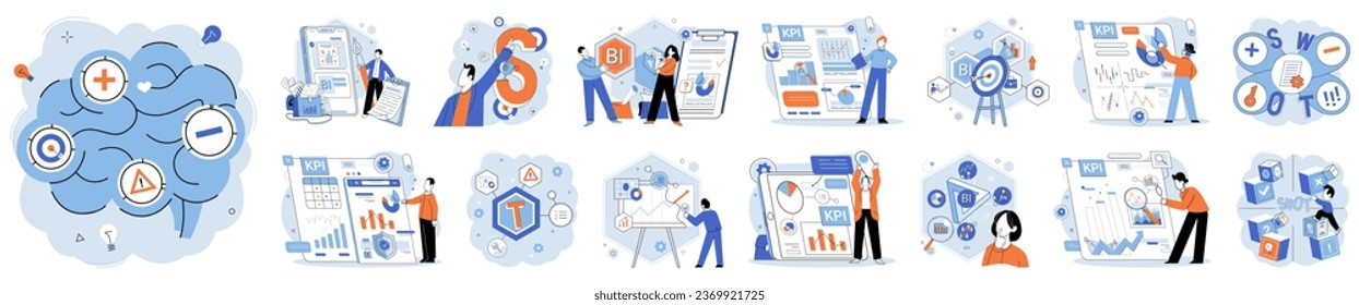 Estrategia empresarial. Ilustración de vectores Un papel de los directivos implica una comunicación y toma de decisiones eficaces Las habilidades definidas para el trabajo dependen de las organizaciones que necesitan sesiones de lluvia de ideas