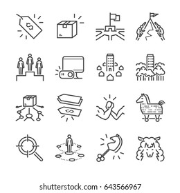 Business strategy vector line icon set. Included the icons as strategy, competitor, product, price and more.