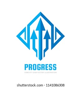 Business strategy vector logo template concept illustration. Three arrows creative sign. Progress development icon symbol. Geometric design element.