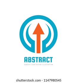 Business strategy - vector logo template concept illustration. Development sign. Abstract arrow in circle shape. Progress icon. Design element.