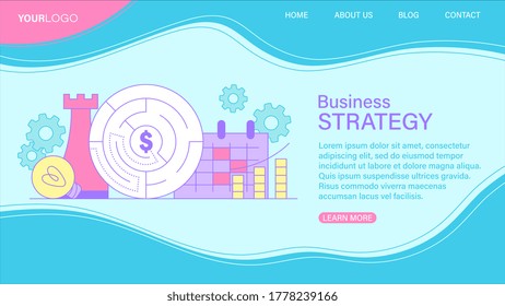Webpage Template für Geschäftsstrategie. Vektorgrafik