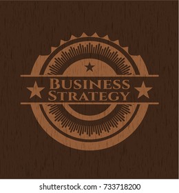 Business Strategy wood emblem. Retro