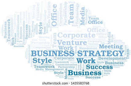 Business Strategy word cloud. Collage made with text only.