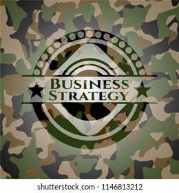 Business Strategy written on a camo texture