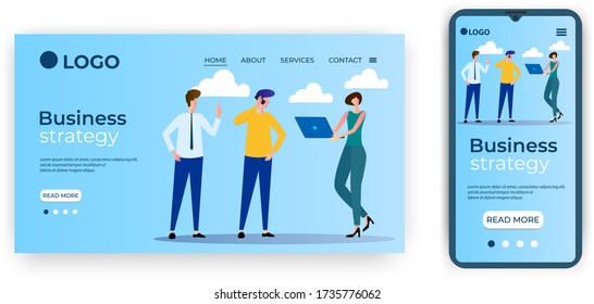 Business strategy.Template for the user interface of the website's home page.Landing page template.The adaptive design of the smartphone.vector illustration.