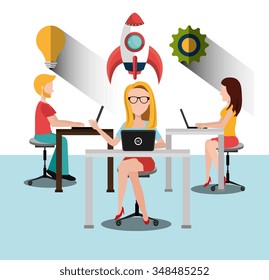 Business strat-up company graphic design, vector illustration