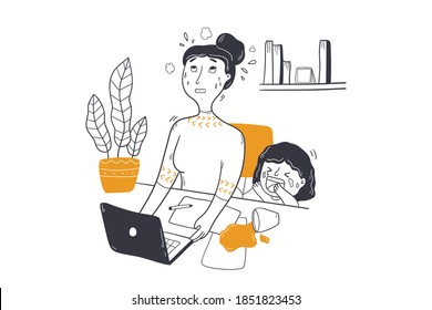 Business stress, freelance, mothers day concept