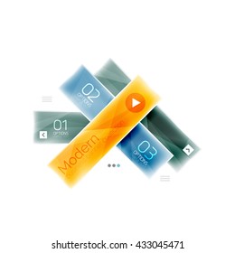 Business stripes geometric infographic template with sample options and slogan. Glossy glass shiny colorful design, single vector illustration. Infographics layout concept, menu ui app banner