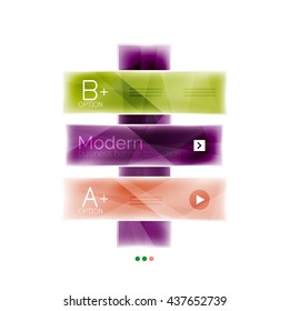Business stripes geometric infographic template with sample options and slogan. Glossy glass shiny colorful design, single vector illustration. Infographics layout concept, menu ui app banner