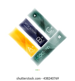 Business stripes geometric infographic template with sample options and slogan. Glossy glass shiny colorful design, single vector illustration. Infographics layout concept, menu ui app banner