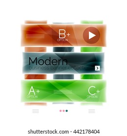 Business stripes geometric infographic template with sample options and slogan. Glossy glass shiny colorful design, single vector illustration. Infographics layout concept, menu ui app banner