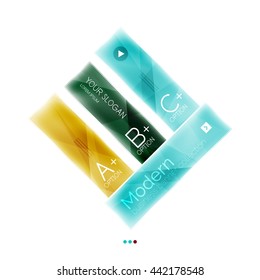 Business stripes geometric infographic template with sample options and slogan. Glossy glass shiny colorful design, single vector illustration. Infographics layout concept, menu ui app banner