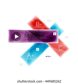 Business stripes geometric infographic template with sample options and slogan. Glossy glass shiny colorful design, single vector illustration. Infographics layout concept, menu ui app banner