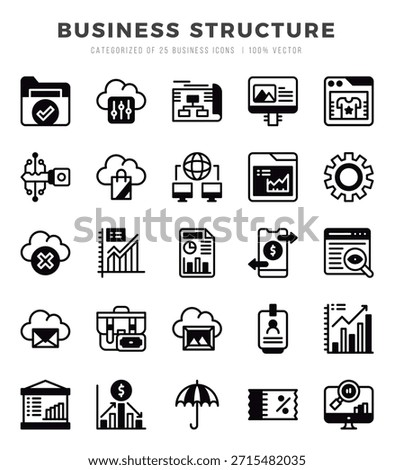 Business Structure 25 Lineal Filled Icons Pack.
