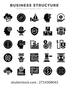 Business Structure Glyph icons. Vector Glyph illustration.